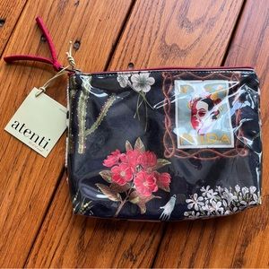🍃💕NWT Atenti VIVA FRIDA Makeup Carryall Zip Pouch